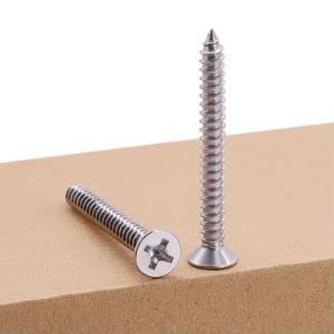 #10 x 2-1/2" Flat Head Phillps Drive Self Tapping Screws, 304 Stainless Steel, Cross Recessed Countersunk Head Wood Screws, 50 PCS in Saudi Arabia