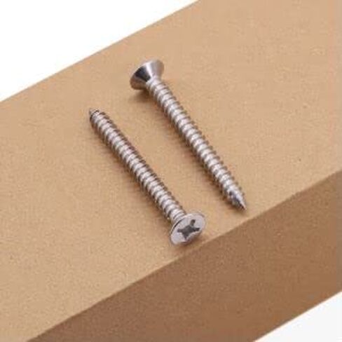 #10 x 2-1/2" Flat Head Phillps Drive Self Tapping Screws, 304 Stainless Steel, Cross Recessed Countersunk Head Wood Screws, 50 PCS in Saudi Arabia