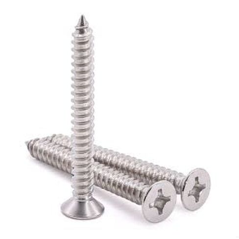 #10 x 2-1/2" Flat Head Phillps Drive Self Tapping Screws, 304 Stainless Steel, Cross Recessed Countersunk Head Wood Screws, 50 PCS in Saudi Arabia
