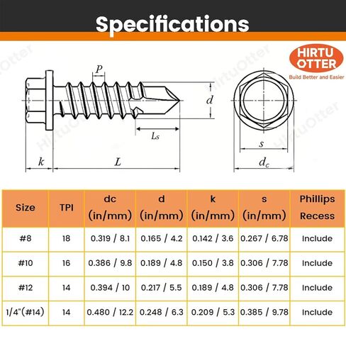#10 x 1/2" (80 PCS) Hex Drive Self Drilling Screws, 410 Stainless Steel Black Oxide, Includes Magnetic Driver Bit & Case - No Pre-Drilling for Metal, Wood, RV & Trailer Repair(BK ST4.8x13) in Kuwait