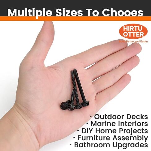 #10 x 1/2" (80 PCS) Hex Drive Self Drilling Screws, 410 Stainless Steel Black Oxide, Includes Magnetic Driver Bit & Case - No Pre-Drilling for Metal, Wood, RV & Trailer Repair(BK ST4.8x13) in Kuwait