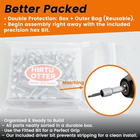 #10 x 1/2" (80 PCS) Hex Drive Self Drilling Screws, 410 Stainless Steel Black Oxide, Includes Magnetic Driver Bit & Case - No Pre-Drilling for Metal, Wood, RV & Trailer Repair(BK ST4.8x13) in Kuwait