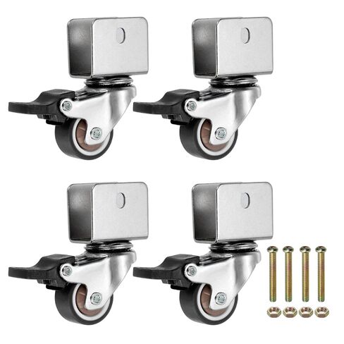 PATIKIL 1 Inch Caster Wheels, 4 Pcs Swivel Casters with Break 0.7" U Bracket Opening 55 Lb Capacity Per Caster for Furniture Office Chairs Carts and Cabinets, Brown in Saudi Arabia