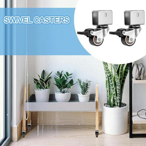 PATIKIL 1 Inch Caster Wheels, 4 Pcs Swivel Casters with Break 0.7" U Bracket Opening 55 Lb Capacity Per Caster for Furniture Office Chairs Carts and Cabinets, Brown in Saudi Arabia