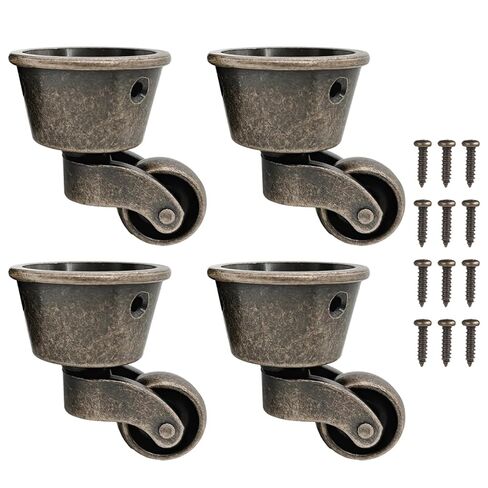 4 Pcs Antique Swivel Cup Casters, Vintage Zinc Alloy Furniture Casters, Universal Round Swivel Wheels, 360° Silent Pulley Wheels with Screws, Ideal for Sofas, Tables, Chairs, Cabinets in Saudi Arabia