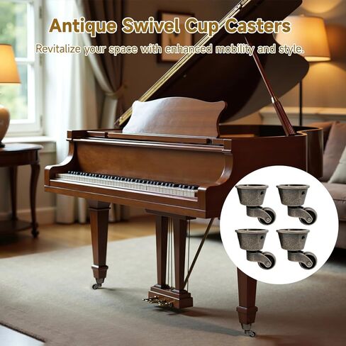 4 Pcs Antique Swivel Cup Casters, Vintage Zinc Alloy Furniture Casters, Universal Round Swivel Wheels, 360° Silent Pulley Wheels with Screws, Ideal for Sofas, Tables, Chairs, Cabinets in Saudi Arabia