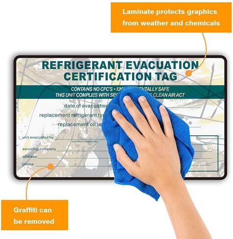 Refrigerant Evacuation Certification Tag Refrigeration ID Labels Stickers identifier 20 Pack in Kuwait