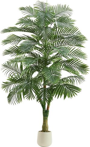 Artificial Golden Cane Palm Tree 6FT Tall Fake Plant Large Tropical Palms Trees with 3 Realistic Trunks, Faux Palm Plant Artificial Tree in Pot for Indoor Outdoor Room Patio Office Home Decor in Kuwait