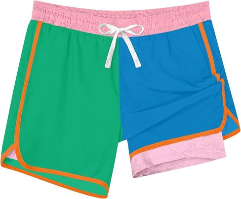 Cozople Boys Swim Trunks with Compression Liner Vintage Bathing Suit Quick Dry Swim Short Swimsuit 7-16T in Kuwait
