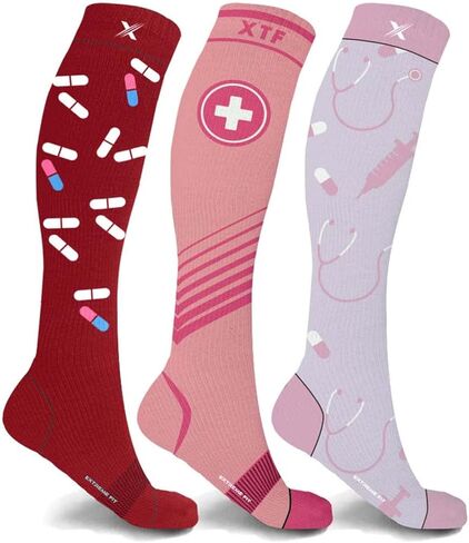 جوارب ضغط فائقة المقاس - عالية حتى الركبة للجري وممارسة الألعاب الرياضية والسفر - 3 أزواج in Kuwait