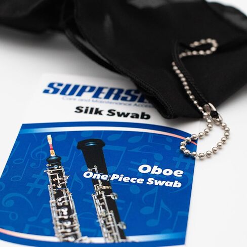 Superslick Oboe Swab – One-Piece 100% Silk Pull-Through | Habotai Silk, 18" | Washable & Reusable (Black) in Kuwait