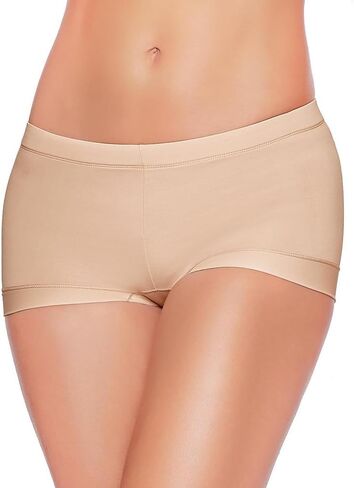 Ilusion Women's Boyshort Underwear 1407 - Microfiber Boyshorts Panties with Butt-Lifting Seams, Full Coverage Boxers - Nude, Medium in Kuwait