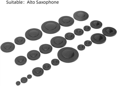 25Pcs Saxophone Pads Faux Leather Black - Alto Sax Repair Parts Multi Size Assorted for Wind Instrument Accessory Sound Hole Sealing in Saudi Arabia