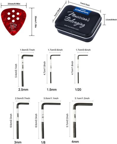 IVU Creator Allen Wrench مفتاح سداسي لحاجز جيتار الجمالون قضيب السرج ألين مفتاح ربط مجموعة مفاتيح سداسية SAE متري ينتمي الموسيقي in Kuwait