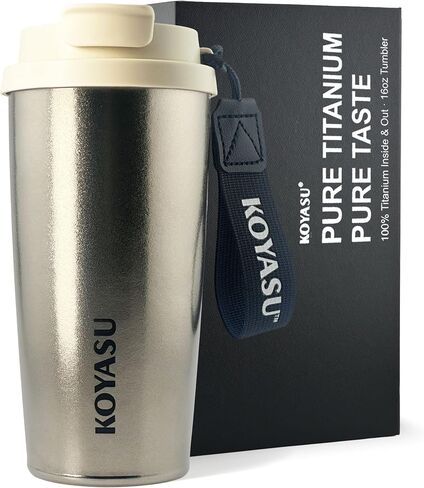 100% Titanium Body 16oz Travel Mug – Double-Wall Insulated Cup, Leak-Proof Lid, Lightweight, BPA-Free Metal Tumbler, Wide Mouth, Durable & Uncoated, Hot 6H/Cold 24H, for Camping or Commute (Lunar) in Saudi Arabia