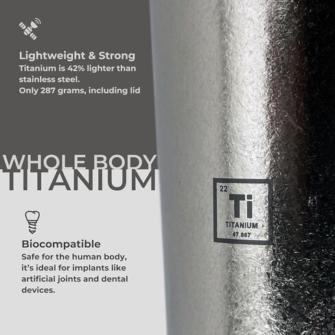 100% Titanium Body 16oz Travel Mug – Double-Wall Insulated Cup, Leak-Proof Lid, Lightweight, BPA-Free Metal Tumbler, Wide Mouth, Durable & Uncoated, Hot 6H/Cold 24H, for Camping or Commute (Lunar) in Saudi Arabia