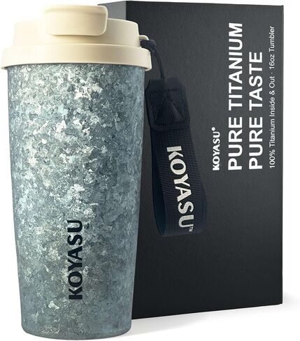 100% Titanium Body 16oz Travel Mug – Double-Wall Insulated Cup, Leak-Proof Lid, Lightweight, BPA-Free Metal Tumbler, Wide Mouth, Durable & Uncoated, Hot 6H/Cold 24H, for Camping or Commute (Lunar) in Saudi Arabia