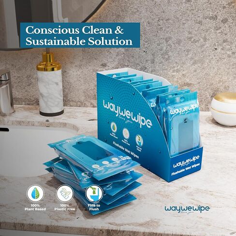 Flushable Wet Wipes for Travel & On-The-Go | 24 Pack - 14 Wipes Per Pack (336 Count) | XL Adult Cleansing Cloth for Men & Women | Hypoallergenic 100% Plant Based, Fragrance Free in Saudi Arabia