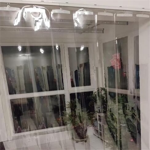 طقم ستائر شريط PVC كامل - حاجز باب منزلق شفاف مقاس 165 × 230 سم، ستارة بلاستيكية قابلة للطي لسهولة التركيب وفصل الغرفة in Kuwait