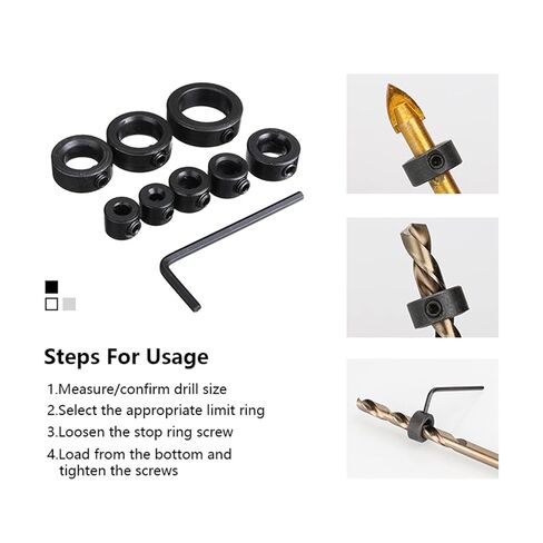 Drill Bit Locator Ring Set 3-16mm Woodworking Drill Depth Stop Collars Ring Positioner Drillling Tools 9Pcs in Saudi Arabia