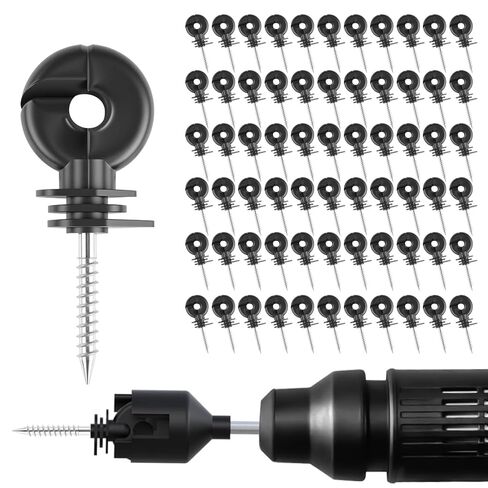 120PCS Electric Fence Insulator Screw,Insulator Fence Ring Post Wood Post Insulator and 1 Pc Insulator Socket Tool(Black) in Saudi Arabia