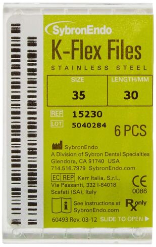 15230 Endo Hand K-Flex File، مستدق 0.02 مم، طول 30 مم، من الفولاذ المقاوم للصدأ، مقاس 35 طرف، أخضر، عبوة من 6 قطع in Saudi Arabia