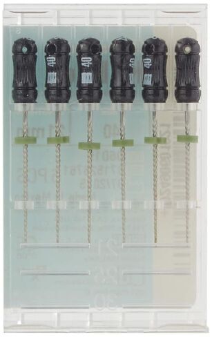 6019 Endo Hand K-File, 0.02 mm Taper, 21 mm Length, Stainless Steel, #40 Tip Size, Black (Pack of 6) in Saudi Arabia
