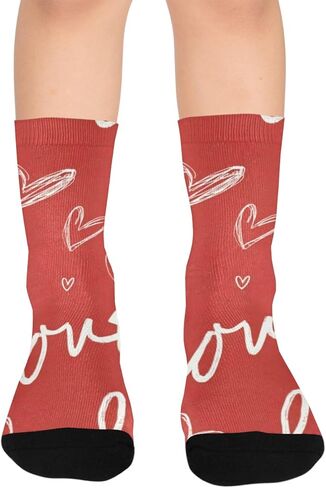 جوارب المشي لمسافات طويلة بنمط الحب على شكل قلب أحمر - جوارب شتوية حرارية سميكة دافئة للأولاد والبنات الصغار للمدرسة، والارتداء اليومي والأنشطة الخارجية in Kuwait