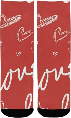جوارب المشي لمسافات طويلة بنمط الحب على شكل قلب أحمر - جوارب شتوية حرارية سميكة دافئة للأولاد والبنات الصغار للمدرسة، والارتداء اليومي والأنشطة الخارجية in Kuwait