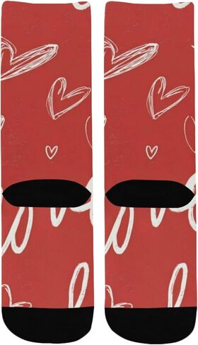 جوارب المشي لمسافات طويلة بنمط الحب على شكل قلب أحمر - جوارب شتوية حرارية سميكة دافئة للأولاد والبنات الصغار للمدرسة، والارتداء اليومي والأنشطة الخارجية in Kuwait