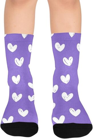 جوارب للمشي لمسافات طويلة بتصميم قلوب أرجوانية - جوارب شتوية حرارية سميكة دافئة للأطفال الصغار للأولاد والبنات للمدرسة، والارتداء اليومي والأنشطة الخارجية in Kuwait