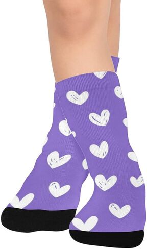 جوارب للمشي لمسافات طويلة بتصميم قلوب أرجوانية - جوارب شتوية حرارية سميكة دافئة للأطفال الصغار للأولاد والبنات للمدرسة، والارتداء اليومي والأنشطة الخارجية in Kuwait