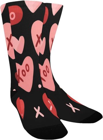 جوارب المشي لمسافات طويلة باللون الأحمر والوردي والقلب الأسود - جوارب شتوية حرارية سميكة دافئة للأطفال الصغار للأولاد والبنات للمدرسة، والارتداء اليومي والأنشطة الخارجية in Kuwait