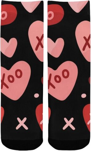 جوارب المشي لمسافات طويلة باللون الأحمر والوردي والقلب الأسود - جوارب شتوية حرارية سميكة دافئة للأطفال الصغار للأولاد والبنات للمدرسة، والارتداء اليومي والأنشطة الخارجية in Kuwait