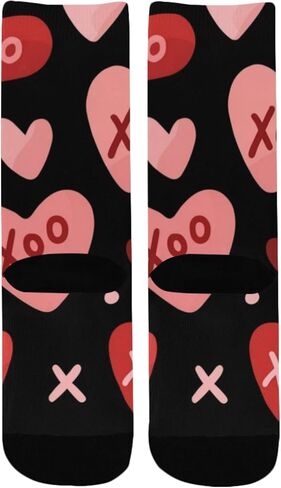 جوارب المشي لمسافات طويلة باللون الأحمر والوردي والقلب الأسود - جوارب شتوية حرارية سميكة دافئة للأطفال الصغار للأولاد والبنات للمدرسة، والارتداء اليومي والأنشطة الخارجية in Kuwait