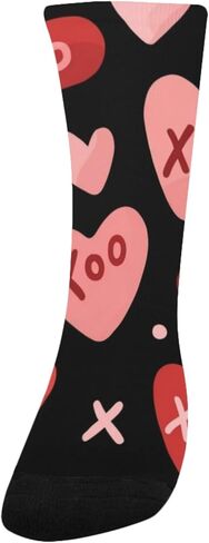 جوارب المشي لمسافات طويلة باللون الأحمر والوردي والقلب الأسود - جوارب شتوية حرارية سميكة دافئة للأطفال الصغار للأولاد والبنات للمدرسة، والارتداء اليومي والأنشطة الخارجية in Kuwait