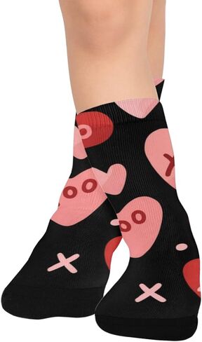 جوارب المشي لمسافات طويلة باللون الأحمر والوردي والقلب الأسود - جوارب شتوية حرارية سميكة دافئة للأطفال الصغار للأولاد والبنات للمدرسة، والارتداء اليومي والأنشطة الخارجية in Kuwait