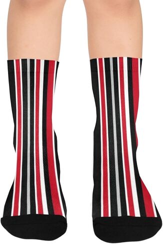 Red Stripe Pattern Hiking Socks - Toddler Boys & Girls Warm Thick Thermal Winter Crew Socks for School, Daily Wear & Outdoor Activities in Kuwait