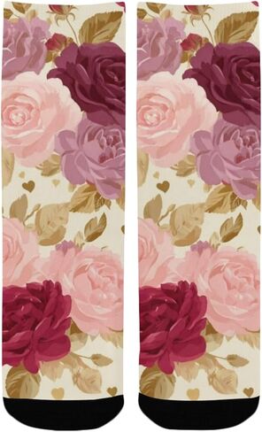 جوارب ريترو جرين ليف روز للتنزه سيرًا على الأقدام - جوارب شتوية حرارية سميكة دافئة للأولاد والبنات الصغار للمدرسة، والارتداء اليومي والأنشطة الخارجية in Kuwait