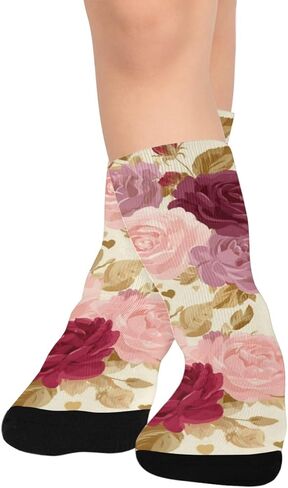 جوارب ريترو جرين ليف روز للتنزه سيرًا على الأقدام - جوارب شتوية حرارية سميكة دافئة للأولاد والبنات الصغار للمدرسة، والارتداء اليومي والأنشطة الخارجية in Kuwait