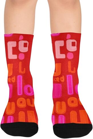 جوارب المشي لمسافات طويلة بتصميم خط أحمر - جوارب شتوية حرارية سميكة دافئة للأولاد والبنات الصغار للمدرسة، والارتداء اليومي والأنشطة الخارجية in Kuwait