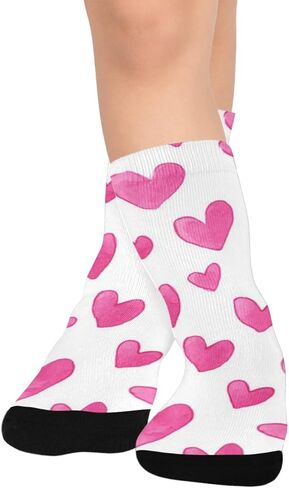 Small Pink Sketch Design Hiking Socks - Toddler Boys & Girls Warm Thick Thermal Winter Crew Socks for School, Daily Wear & Outdoor Activities in Kuwait