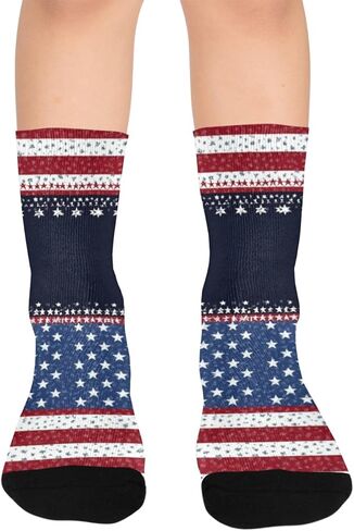 Red Blue Stripe Art Hiking Socks - Toddler Boys & Girls Warm Thick Thermal Winter Crew Socks for School, Daily Wear & Outdoor Activities in Saudi Arabia