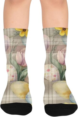 Bunny Floral Bouquet Hiking Socks - Toddler Boys & Girls Warm Thick Thermal Winter Crew Socks for School, Daily Wear & Outdoor Activities in Kuwait
