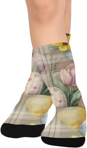 Bunny Floral Bouquet Hiking Socks - Toddler Boys & Girls Warm Thick Thermal Winter Crew Socks for School, Daily Wear & Outdoor Activities in Kuwait