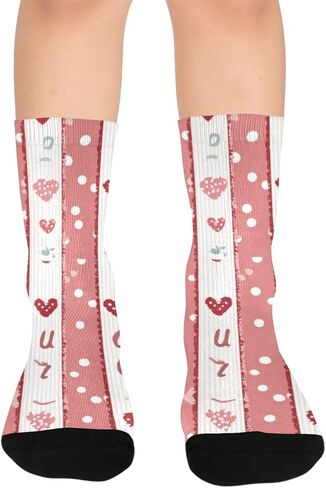 جوارب مخططة على شكل قلب للتنزه سيرًا على الأقدام - جوارب شتوية حرارية سميكة دافئة للأولاد والبنات الصغار للمدرسة، والارتداء اليومي والأنشطة الخارجية in Kuwait