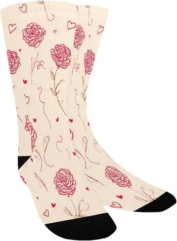 Valentines Rose Simple Lline Hiking Socks - Toddler Boys & Girls Warm Thick Thermal Winter Crew Socks for School, Daily Wear & Outdoor Activities in Kuwait