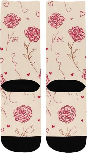 Valentines Rose Simple Lline Hiking Socks - Toddler Boys & Girls Warm Thick Thermal Winter Crew Socks for School, Daily Wear & Outdoor Activities in Kuwait