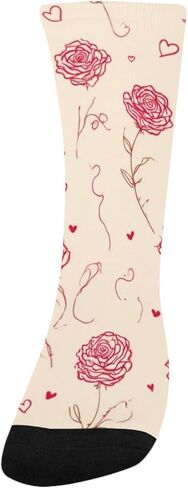 Valentines Rose Simple Lline Hiking Socks - Toddler Boys & Girls Warm Thick Thermal Winter Crew Socks for School, Daily Wear & Outdoor Activities in Kuwait