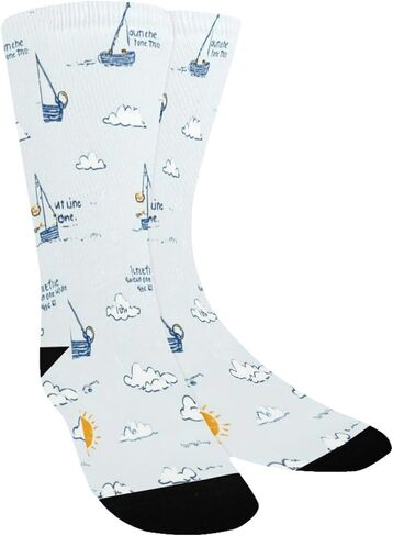 Nautical Fishing Design Blue Hiking Socks - Toddler Boys & Girls Warm Thick Thermal Winter Crew Socks for School, Daily Wear & Outdoor Activities in Kuwait